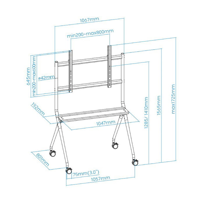 Tooq iSTAND Soporte de Suelo con Ruedas para Pantallas 50-86 pulgadas, Gris Tooq iSTAND Soporte de Suelo con Ruedas para Pantallas 50-86 pulgadas, Gris